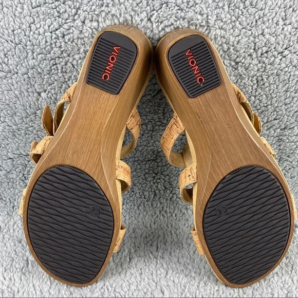 VIONIC RADIA CORK Wedge Sandals Slides Slip On Adjustable Straps Buckle Womens 9 - Picture 8 of 13